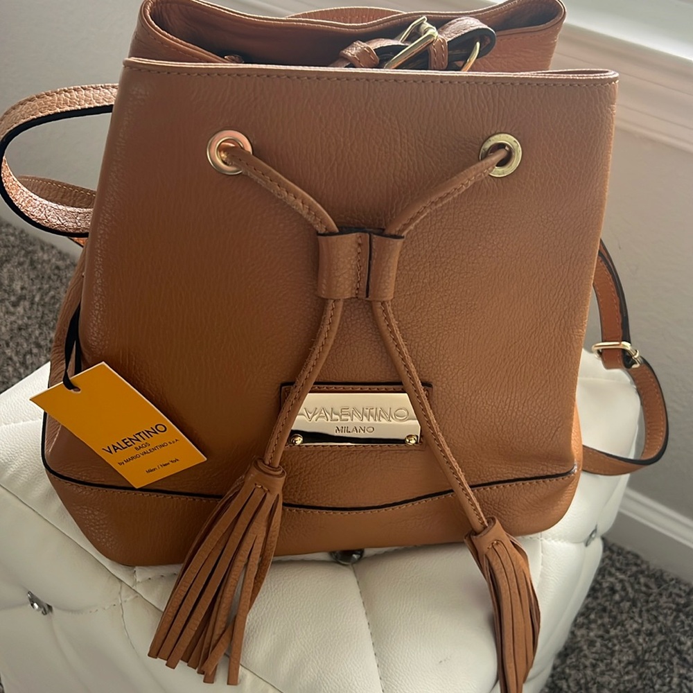 Valentino By Mario Valentino Brown Backpack with Drawstring Closure